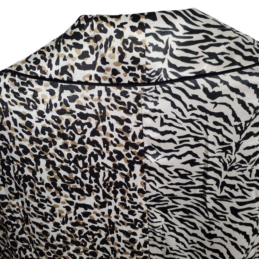 BB Dakota Size XXL Top Pajama Shirt Silky Satin Animal Print Stretch Blouse - Picture 7 of 11